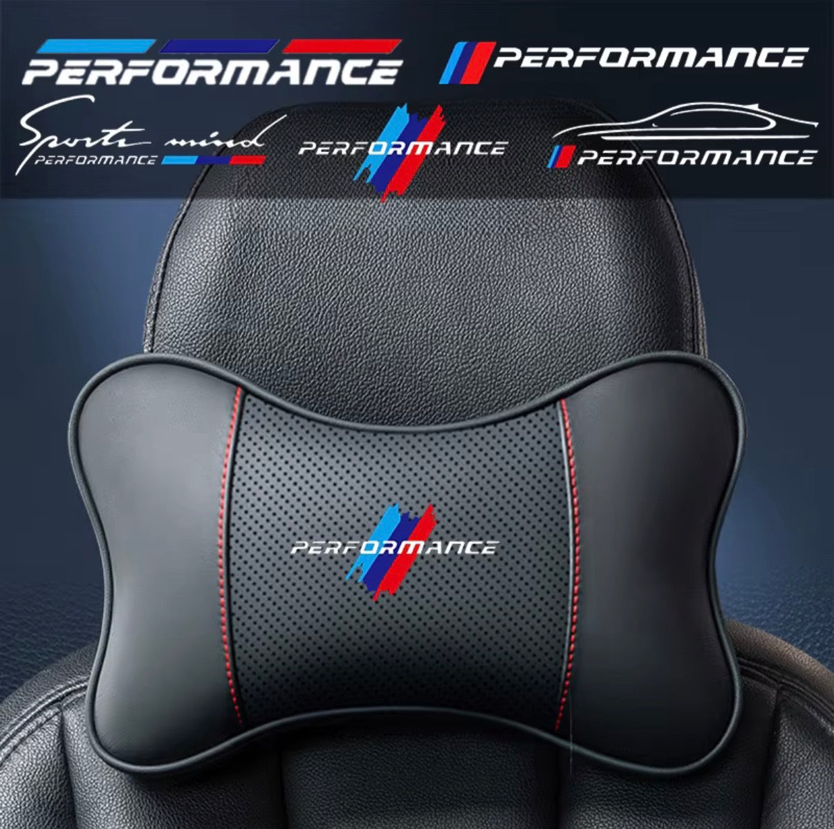 Car Seat Headrest Auto Logo Neck Pillow For BMW Performance